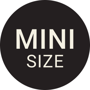 Black round graphic on top of the Lavender & Lemon Moisturizing Body Wash Mini image that reads Mini Size