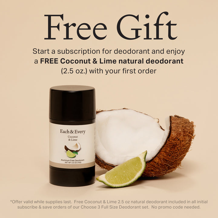 product Free Coconut & Lime Deodorant with start of deodorant subscription.