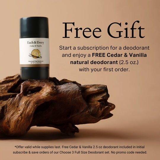 product Free Cedar & Vanilla Deodorant with start of deodorant subscription.