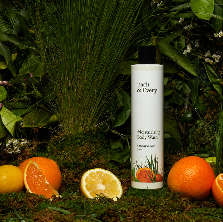 product with plants and fruits in background