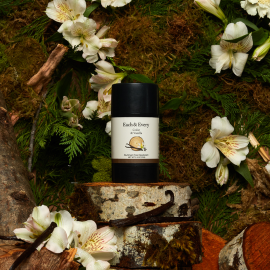 product with vanilla plants and cedar shavings