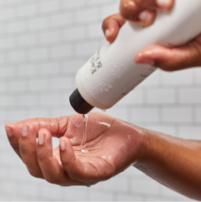 body wash in use product shot