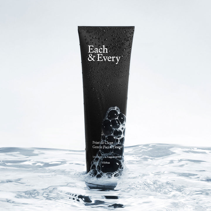 Each & Every Pristine Clean Gentle Facial Cleanser Full Size product in lather and water
